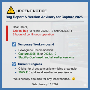 Urgent Notice: Bug Report & Version Advisory for Capture 2025